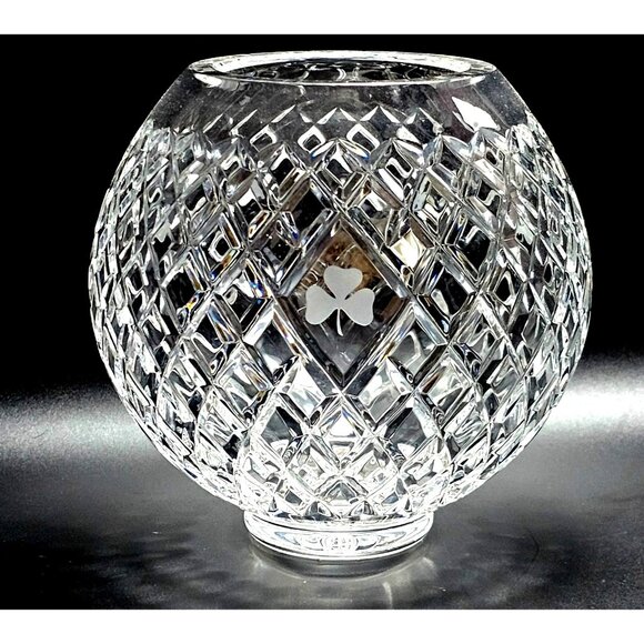 Galway Leah Crystal Rose Bowl Vase 6" Ireland Shamrock Lead Crystal handcut glas - Picture 13 of 13